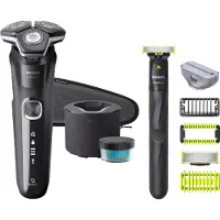 Philips 5000 Series S5898 - Barbermaskin - trådløs - mørk kromfarge - med Phillips OneBlade