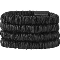 Lenoites Mulberry Silk Skinny Scrunchie Black
