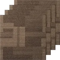 Vevor Teppefliser Gjenbrukbare, 24"x 24" Teppekvadrater Med Polstring Påført, Myke Polstrede Teppefliser, Enkel Montering Gjør-det-selv For Soverom Stue (24Tiles, Blandet Brun)