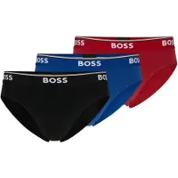 BOSS for man. 50475273 Pack 3 Logo Briefs (XL), Black, Red, Blue, Homewear, Cotton