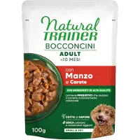 NATURAL TRAINER Bocconcini Adult Small & Toy biter i saus - Sparepakke: 12 x 100 g okse