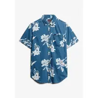 Superdry for man. M4010936A Loom blue shirt (M), Casual, Cotton, Short sleeve