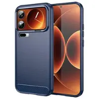 Mtp Products Xiaomi 17 Pro Max Børstet TPU-deksel - karbonfiber - blå