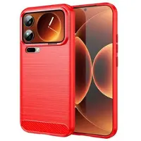 Mtp Products Xiaomi 17 Pro Max børstet TPU-deksel - karbonfiber - rød