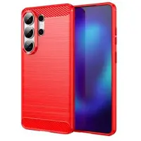 Mtp Products Samsung Galaxy S26 Ultra børstet TPU-deksel - karbonfiber - rød