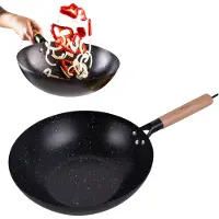 King Hoff KINGHOFF wokpanne 30 cm i karbonstål, marmorert non-stick, trehåndtak