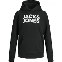 Jack & Jones Hettegenser - Noos - JjeCorp - Black/Jr/Large Trykk - - 10 år (140) - Hettegenser