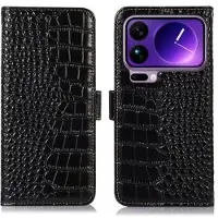 Mtp Products Xiaomi 17 Pro Max Crocodile Series Lommebok-deksel i Lær med RFID - Svart