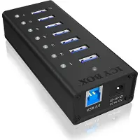 Raidsonic IB-AC618 USB-hub - USB 3.2 - 7 porter - Svart
