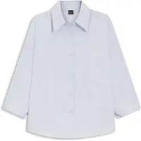 BOSS for woman. 50553519 Belenta blue shirt (44), Casual, Cotton, 3/4 Sleeve