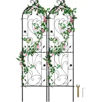 Vevor Hageespalier for klatreplanter, 60 x 15 tommer, 2-pakning rustbestandig metallhageblomsterespalier, utendørs klatreroseespalier agurkstøtte, dekorativt klematisespalier for gårdsplasser og plene