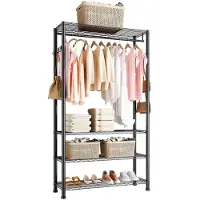Vevor klesstativ, kraftig klesstativ, 4 justerbare klesstativer med karbonstål, 227 kg lastekapasitet garderobe for soverom, klesbutikk, gang