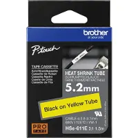 Brother HSe-611E - Svart på gult - Rull (0,52 cm x 1,5 m) 1 kassett(er) hengeboks - varmekrympetape - for P-Touch PT-D800W, PT-E550WVP