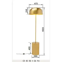 Kare gulvlampe Loungy, gullfarget, metall, 160 cm, E27