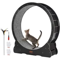 Vevor Trehjul for Katt, Stort Tredemøllehjul for Innekatter, Løpehjul for Katt med Avtakbart Teppe og Katteteaser for Løping/Gåing/Trening, Passer for De fleste Katter