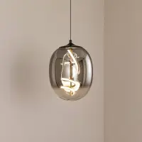 ONLI LED-hengelampe Lilly, glass, røykgrå, Ø 28 cm, 4000 K