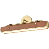 Quintiesse LED-vegglampe VALISE, brun/gammel messing, 50 cm, kunstlær