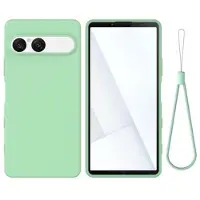 Mtp Products Sony Xperia 10 VII Flytende silikon-deksel med håndstropp - grønn