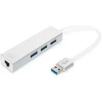 Digitus Usb 3.0 3-porters Hub Og Gigabit Lan Adapter