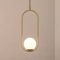 Opviq Hengelampe Mudoni, gull/hvit, glass, metall, E27