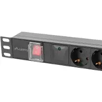 Lanberg - Strømfordelerenhet (kan monteres i rack) - 2500 watt - inngang: IEC 60320 C14 - utgangskontakter: 5 (type F) - 1U - 19 - 2 m kabel - svart