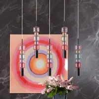 Kare hengelampe Candy Bar Colore, glass, 5 lyskilder, GU10