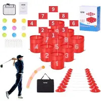 Vevor Hagegolfspill, 9-hulls golfbane, golftreningsspill, golfchipspill for familier, voksne og barn, bærbart utendørs hagegolfspill for plen, hage, camping, park, strand