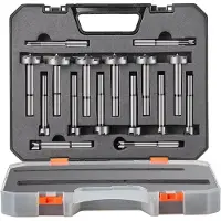 Vevor Forstner-bitsett, 16 stk. Forstner-boresett, 1/4" til 1-5/8", karbonstål, med universalt rundt skaft, Forstner-bor for tre og komposittplater, Forstner-bits for trebearbeiding