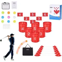 Vevor Hagegolfspill, 6-hulls golfbane, golftreningsspill, golfchipspill for familie, voksne og barn, bærbart utendørs hagegolfspill for plen, hage, camping, park, strand