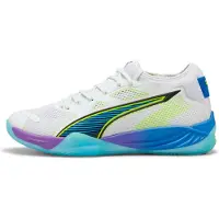 Puma Eliminate NITRO SQD 4 Game On Handball Shoes Unisex, Shoes, White/Glowing Red/Ultra Blue, 51