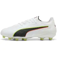 Puma KING 20 PRO FG/AG Football Boots Unisex, Shoes, White/Glowing Red/Yellow Alert, 46