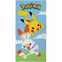 Licens Pokémon håndkle - 70x140 cm - 100% bomull - Mykt badehåndkle med Pikachu og Scorbunny