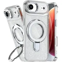 Mtp Products iPhone Air Glitter Hybrid-deksel med kickstand - MagSafe-kompatibel - Gjennomsiktig
