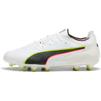 Puma KING 20 ULTIMATE FG/AG Football Boots Women, Shoes, White/Glowing Red/Yellow Alert, 42.5