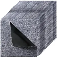 Vevor Teppefliser 457x457 mm, 10-pakning teppe firkantet teppe avtakbart og skadefritt, selvklebende gulvbelegg mykt plysj polstret for 2,1㎡ dekning, enkel gjør-det-selv for stue og soverom, grå