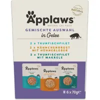 Applaws Sparepakke Pouch i gelé Mix 48 x 70 g - Blandet pakke: tunfisk og kylling (3 varianter)