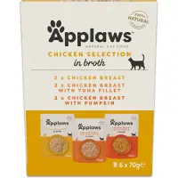 Applaws Økonomipakke Cat Natural i buljong 48 x 70 g - Blandet pakke kylling (3 sorter)