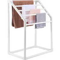 Vevor bassenghåndklestativ, 5 barer, hvit, frittstående utendørs PVC Trapedozal oppbevaringsorganer ved bassengkanten, inkluderer 8 håndkleklemmer, nettingpose, krok, oppbevarer også flyter og årer, f