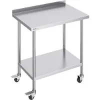 Vevor 24 x 36 x 40 tommers arbeidsbord i rustfritt stål, kommersielt arbeidsbord for matlaging med hjul, kraftig arbeidsbord for matlaging, arbeidsbord i metall med justerbar høyde for restauranter, h