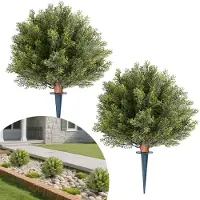 Vevor kunstige topiary sypresstrær med jordspyd, 2 sett 406 mm kunstige busker og busker potteplanter, kunstig silketre ser ekte ut for dekor veranda utendørs innendørs terrasse hage balkong bakgård