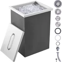 Vevor kjøleboks for innsetting, 35 cm L x 30 cm B x 43 cm H Iskjøler i rustfritt stål, kommersiell isboks med lokk, 1,2 l isbar til utendørs kjøkken, avløpsrør og avløpsplugg inkludert, for kald vin o