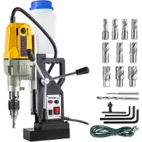 Vevor magnetisk drill, 1100W 1,57" borediameter, 2697lbf/12000N bærbar elektrisk Mag-borepresse med 12 bits, 580 o/min maksimal hastighet boremaskin for enhver overflate- og hjemmeforbedring