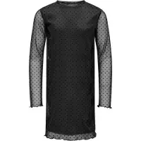 Kids Only Kjole - Mesh - KogDora - Black/Dots Flokk Black - - 7-8 år (122-128) - Kjole