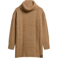 Superdry for woman. W8011743A Brown braided knitted dress (S), Casual, Acrylic, Long sleeve