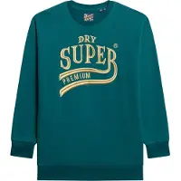 Superdry for woman. W8011755A Sweatshirt fabric dress with metallic Luxe logo green (S/M), Casual, Cotton, Long sleeve, Sustainable
