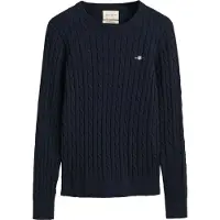 Gant for woman. 4800100 Round neck jumper in navy stretch cotton jersey with eights knitted fabric (L), Casual