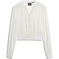 Superdry Lace Trim Smocked Langermet Bluse