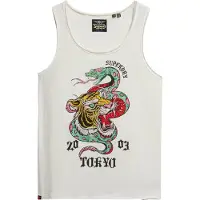 Superdry for woman. W6012044A Sleeveless top with wide round neckline and white Neo Trad tattoo (M), Casual, Cotton, Sleeveless / Straps