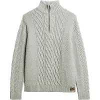 Superdry for man. M6110639A Half-zip braided knitted jumper Jacob grey (S), Casual, Acrylic, Sustainable
