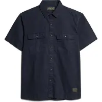 Superdry for man. M4010791A Short sleeve navy military shirt (S), Casual, Cotton